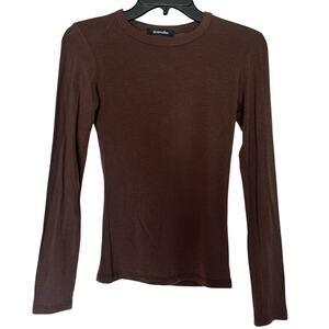 Elyse Walker Brown Tencel Cashmere Blend Long Sleeve Top XS